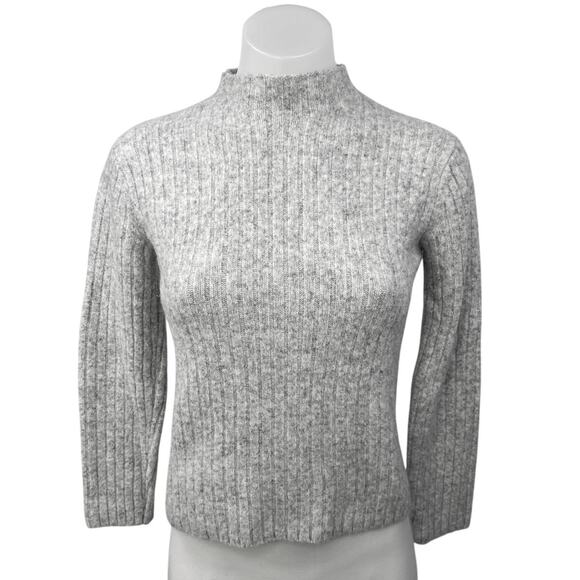 Uniqlo Sweaters - Uniqlo Gray Wool Ribbed Knit Mock Neck Long Sleeve Pullover Sweater Top Size M